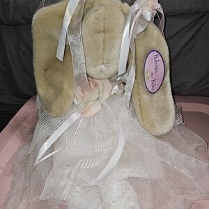 Cream and Pink Stuffed Bunny Toy